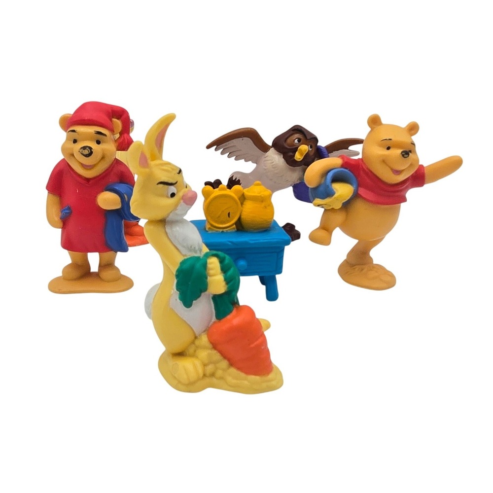 Disney Winnie the Pooh Vintage PVC Figure Lot Tigger Rabbit Owl 6 Piece Set
